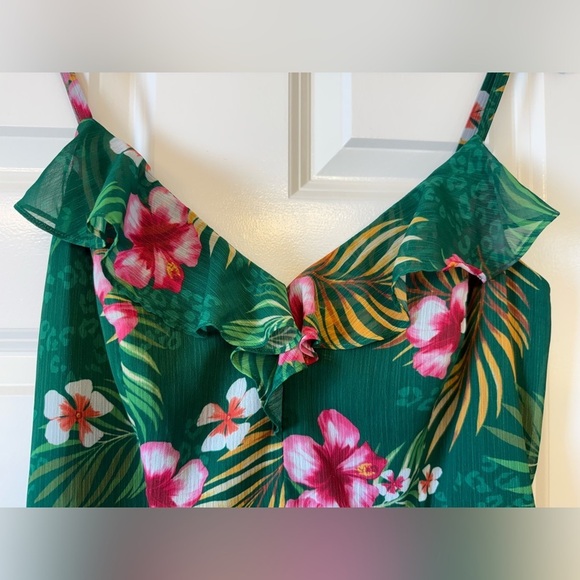 Kensie Green Tropical Print Midi Dress Size 10 - Picture 11 of 16